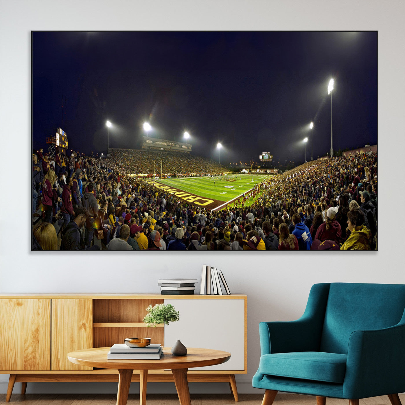 SEG-FC-51X34_Oversize - Central Michigan University Chippewas Canvas Wall Art, Football Team Print - Mount Pleasant