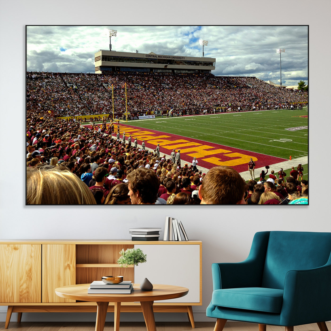 SEG-FC-51X34_Oversize - Central Michigan University Chippewas Football Team Print - Mount Pleasant Kelly/Shorts Stadium Wall