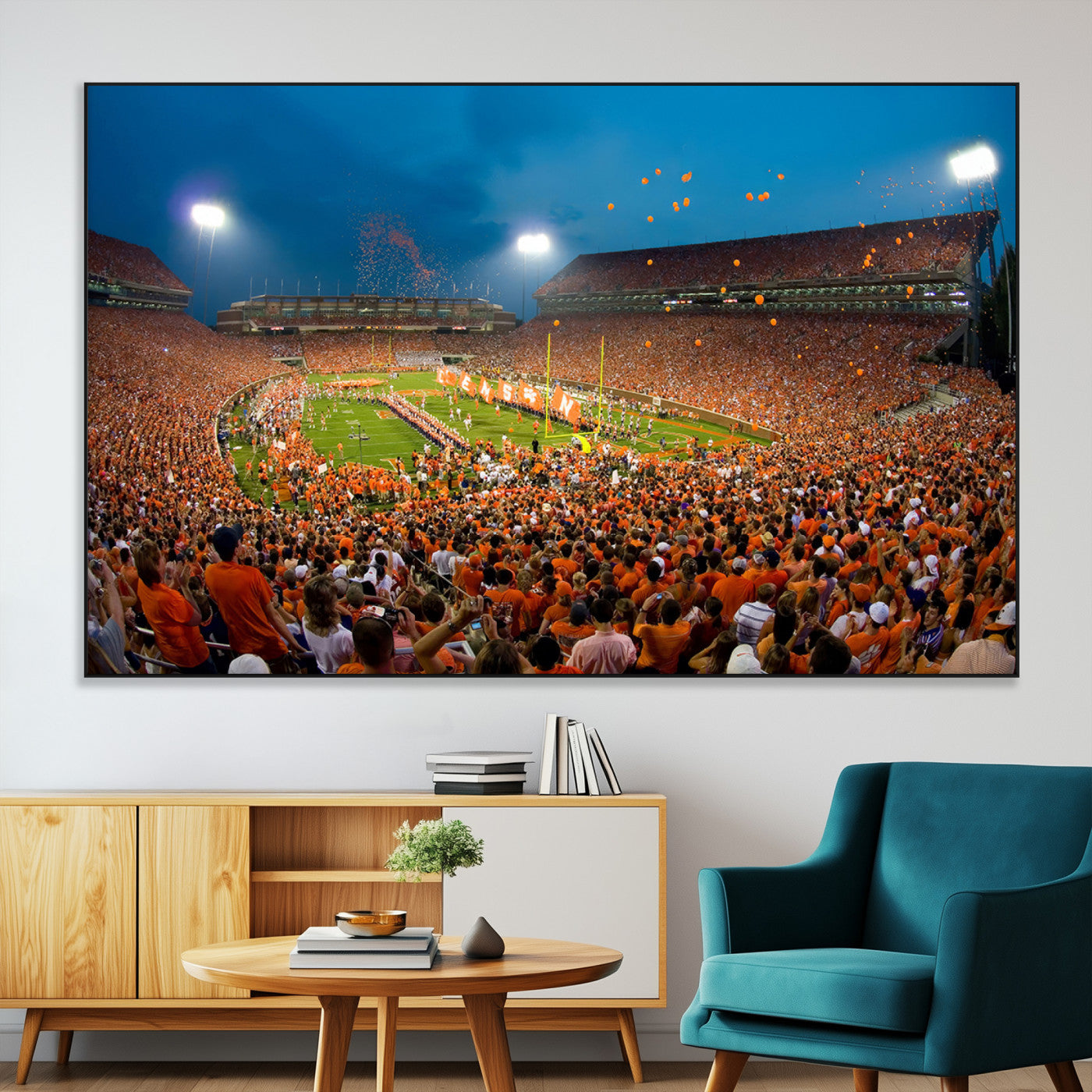 SEG-FC-51X34_Oversize - Clemson University Tigers Football Team Print - Clemson Memorial Stadium Wall Art Canvas Print