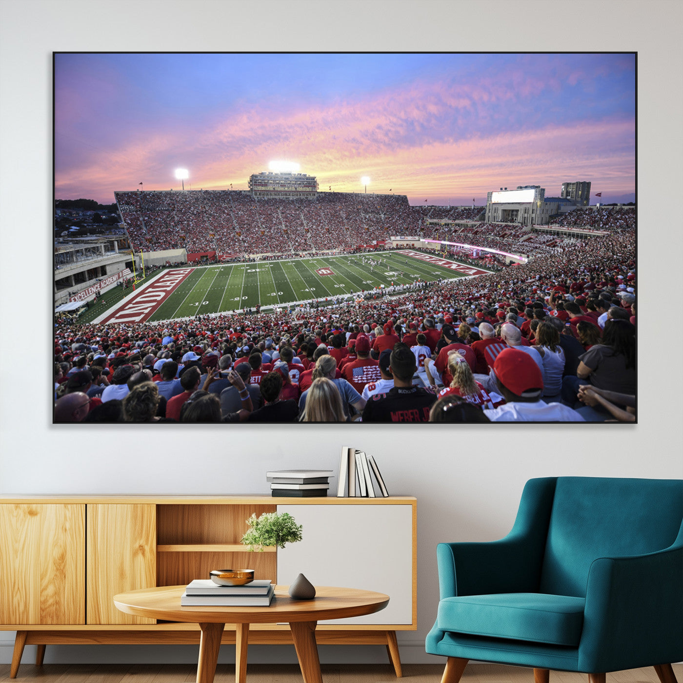SEG-FC-51X34_Oversize - Indiana University Hoosiers Football Team Print - Bloomington Memorial Stadium Wall Art Canvas Print