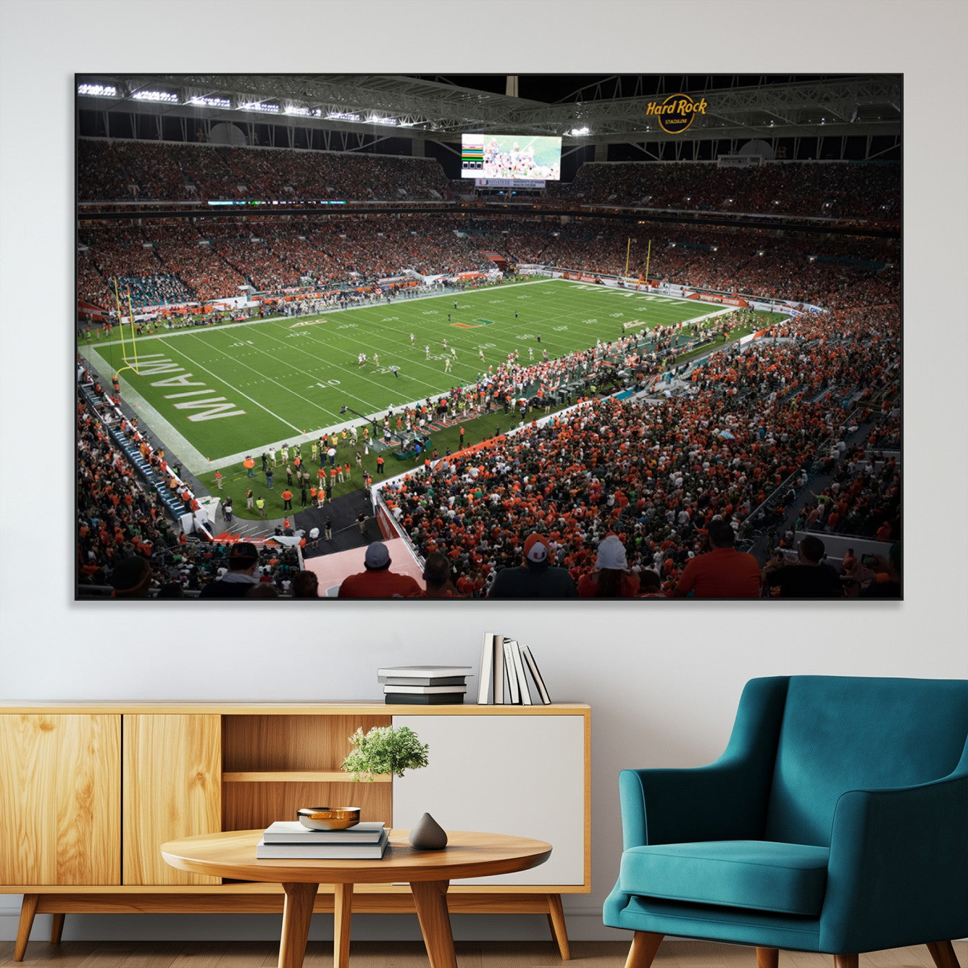 SEG-FC-51X34_Oversize - Miami Hurricanes Football Team Print Canvas- Miami Hard Rock Stadium Wall Art Canvas Print
