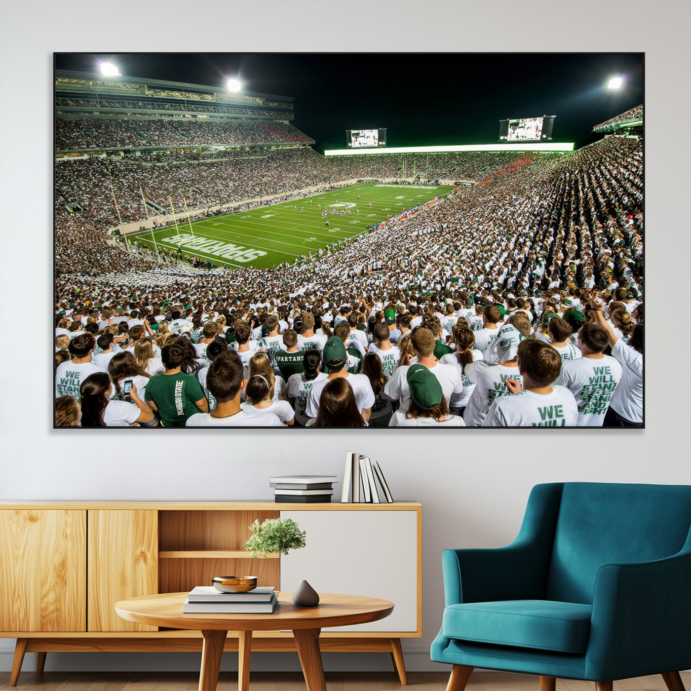 SEG-FC-51X34_Oversize - Michigan State Spartans Football Canvas Print - East Lansing Spartan Stadium Wall Art Canvas Print