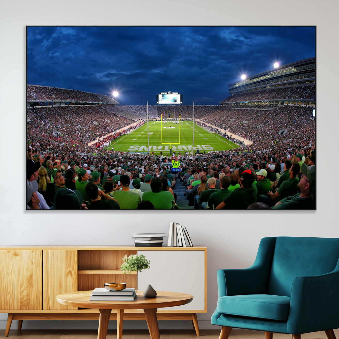 SEG-FC-51X34_Oversize - Michigan State Spartans Football Team Print - East Lansing Spartan Stadium Wall Art Canvas Print