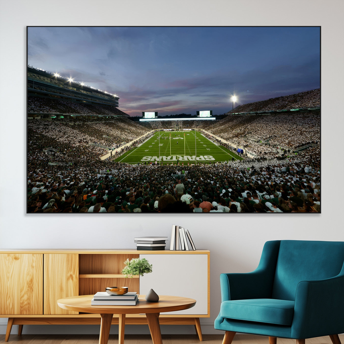 SEG-FC-51X34_Oversize - Michigan State Spartans Football Team Print - East Lansing Spartan Stadium Canvas Print