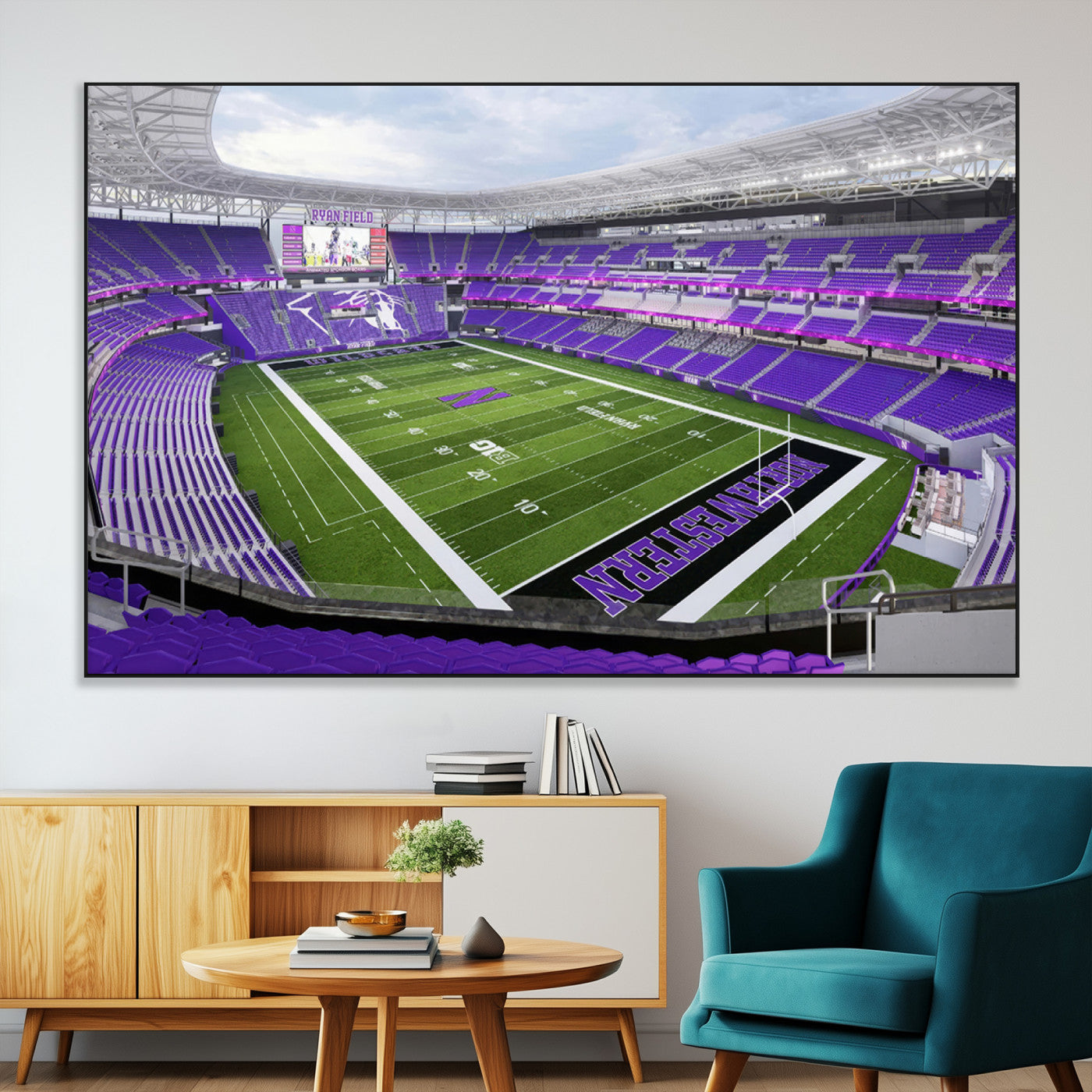 SEG-FC-51X34_Oversize - Northwestern University Wildcats Football Team Print - Evanston Ryan Field Wall Art Canvas Print