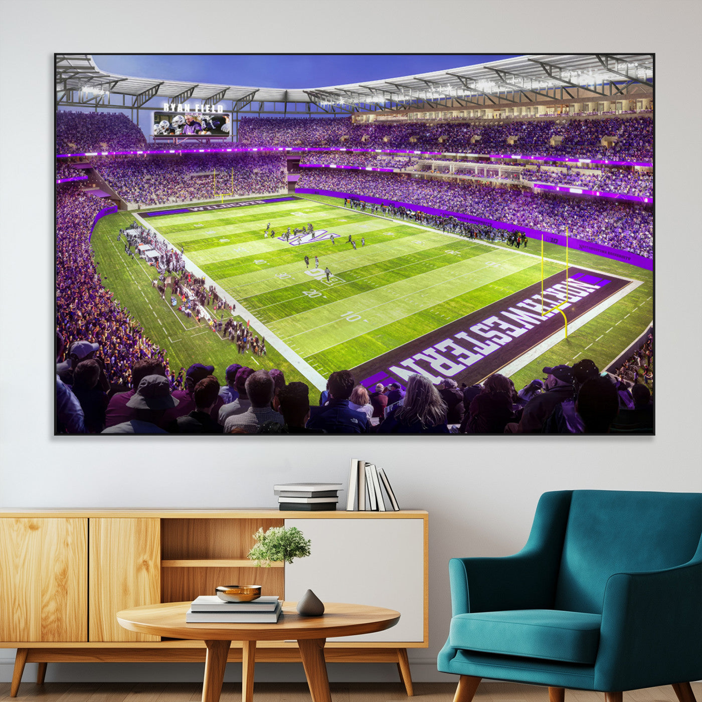 SEG-FC-51X34_Oversize - Northwestern University Wildcats Football Team Print - Evanston Ryan Field Wall Art Canvas Print