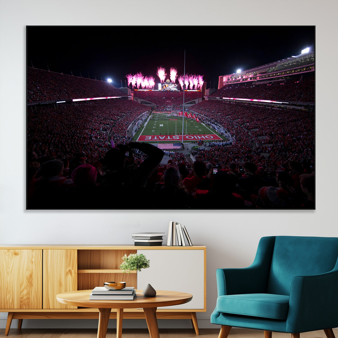 SEG-FC-51X34_Oversize - Ohio State University Buckeyes Football Team Print - Columbus Ohio Stadium Wall Art Canvas Print