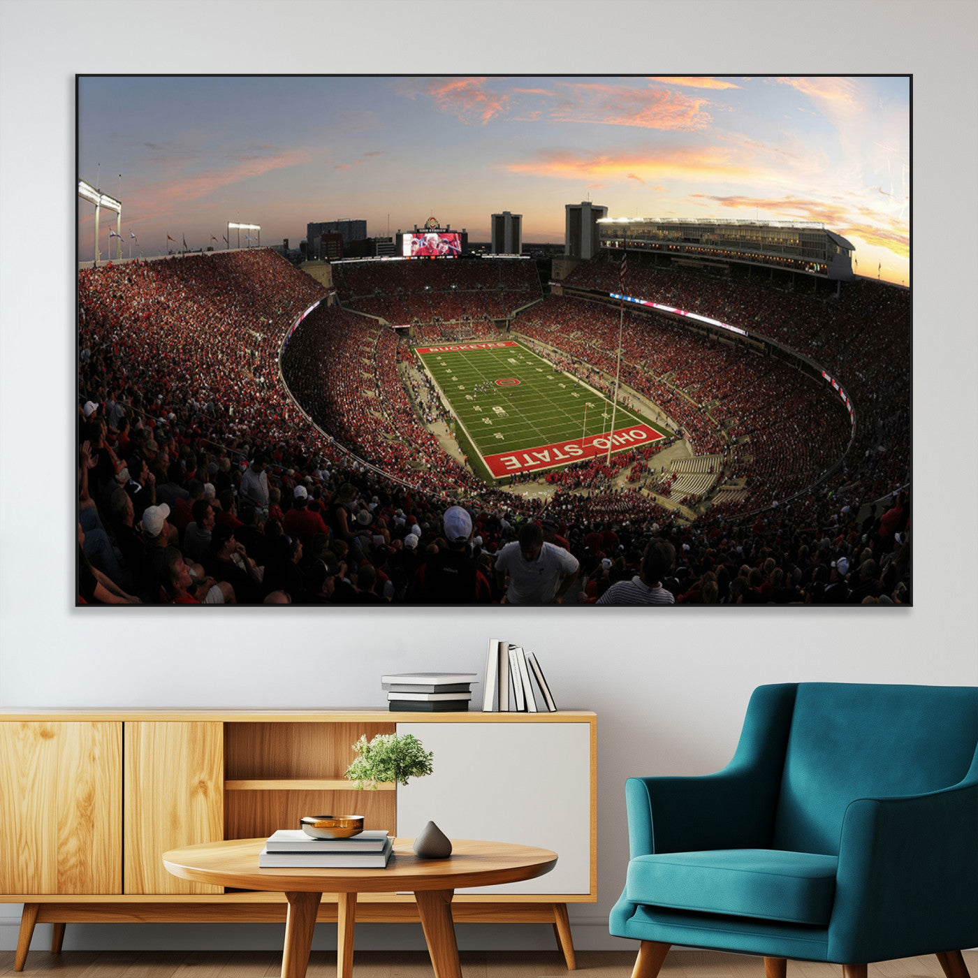 SEG-FC-51X34_Oversize - Ohio State University Buckeyes Football Team Print - Columbus Ohio Stadium Wall Art Canvas Print