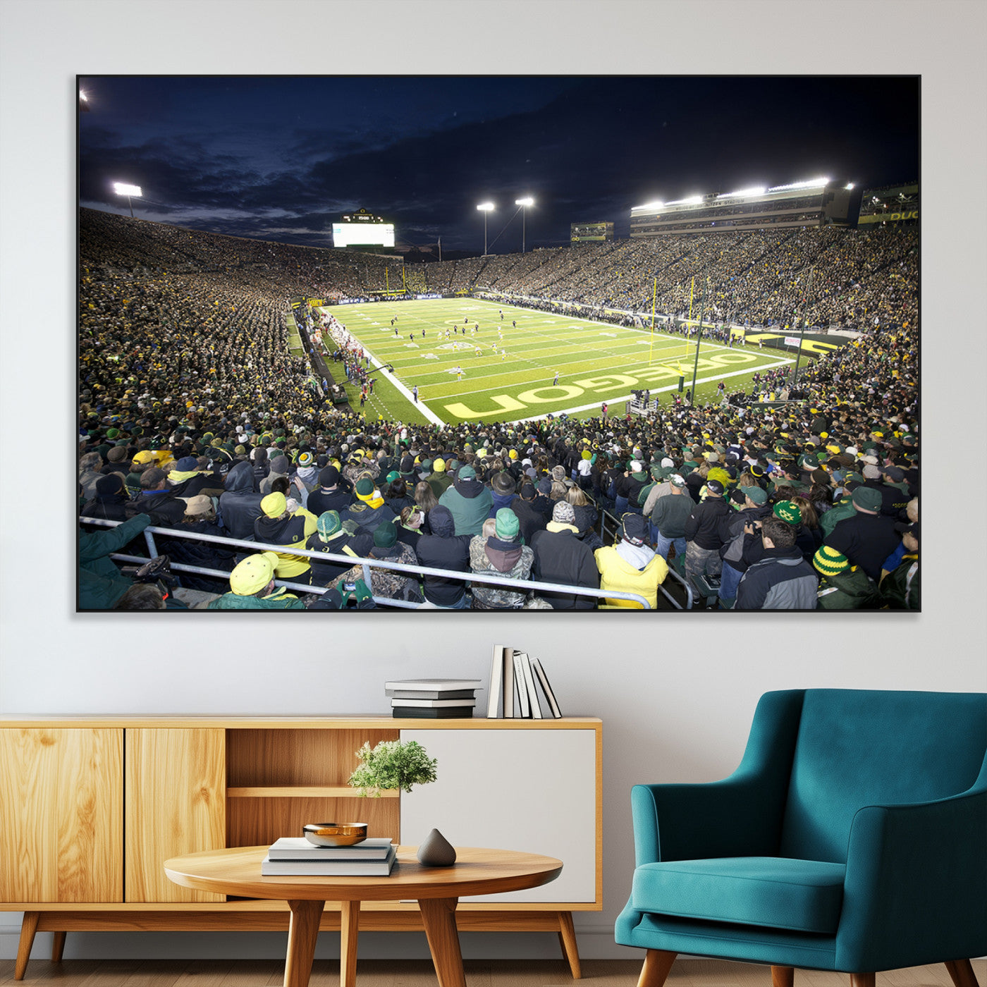 SEG-FC-51X34_Oversize - University of Oregon Ducks Football Team Print - Eugene Autzen Stadium Wall Art Canvas Print