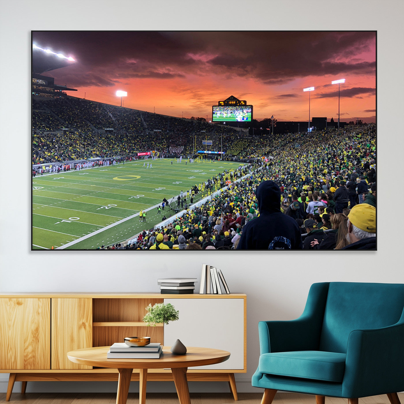 SEG-FC-51X34_Oversize - Eugene Autzen Stadium Canvas Wall Art Print – Sunset Over Iconic Football Field Wall Decor for Home