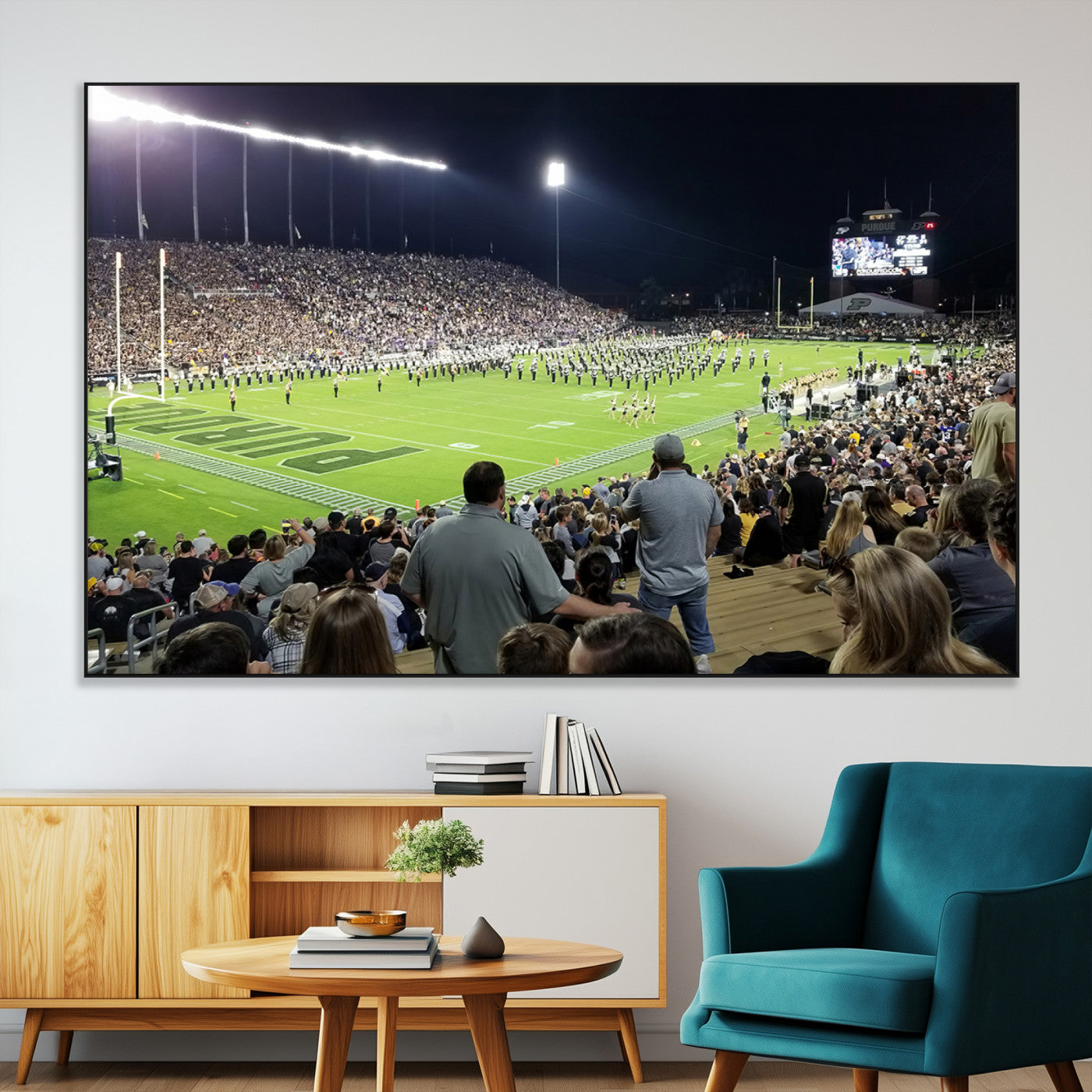 SEG-FC-51X34_Oversize - Purdue University Boilermakers Football Team Print - West Lafayette Ross-Ade Stadium Wall Art Canvas