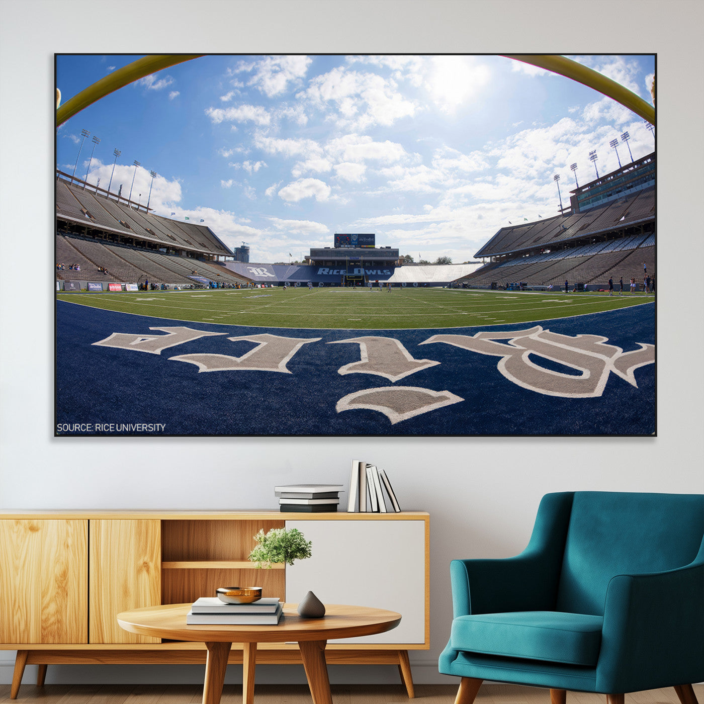 SEG-FC-51X34_Oversize - Rice University Owls Football Team Print - Houston Rice Stadium Wall Art Canvas Print