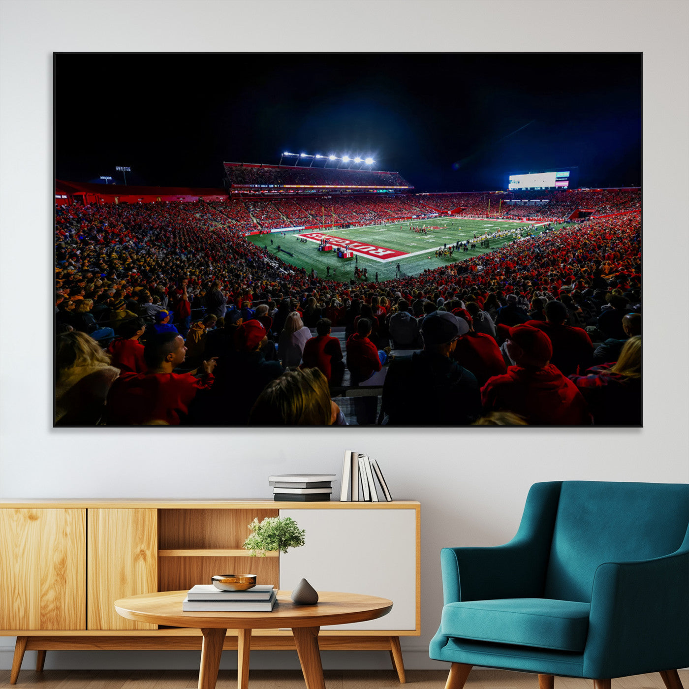 SEG-FC-51X34_Oversize - Rutgers Scarlet Knights Football Team Print - SHI Stadium, Piscataway Wall Art Canvas Print