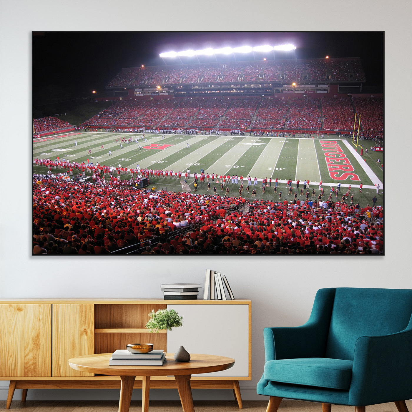 SEG-FC-51X34_Oversize - Rutgers University Scarlet Knights Football Team Print - Piscataway SHI Stadium Wall Art Canvas