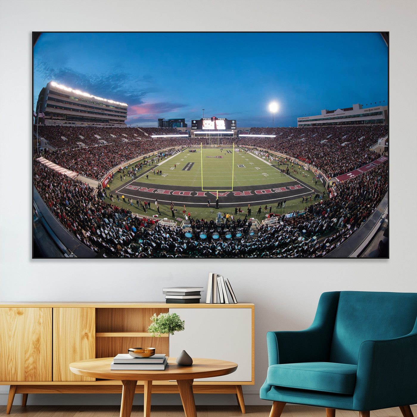 SEG-FC-51X34_Oversize - Texas Tech Red Raiders Canvas, Framed Football Team Print - Lubbock Jones AT&T Stadium Wall Art