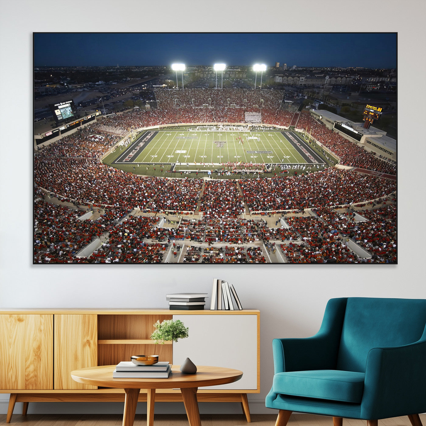 SEG-FC-51X34_Oversize - Texas Tech Red Raiders Football Team Print - Lubbock Jones AT&T Stadium Wall Art Canvas Print
