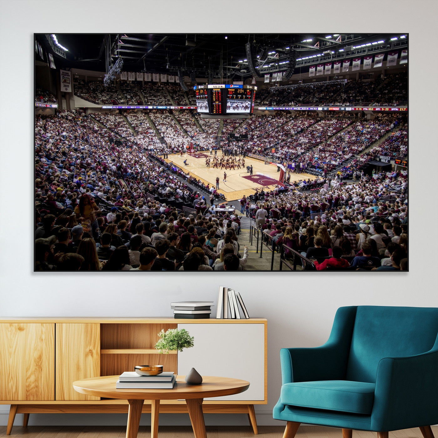SEG-FC-51X34_Oversize - University of Nebraska Cornhuskers Basketball Team Print - Lincoln Red Arena Wall Art Canvas Print