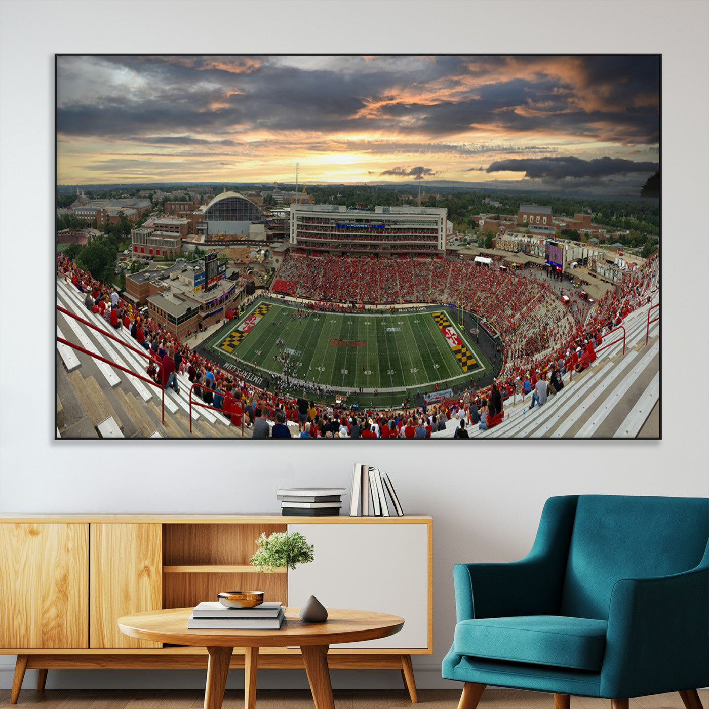 SEG-FC-51X34_Oversize - University of Maryland Terrapins Football Team Print - College Park SECU Stadium Wall Art Canvas