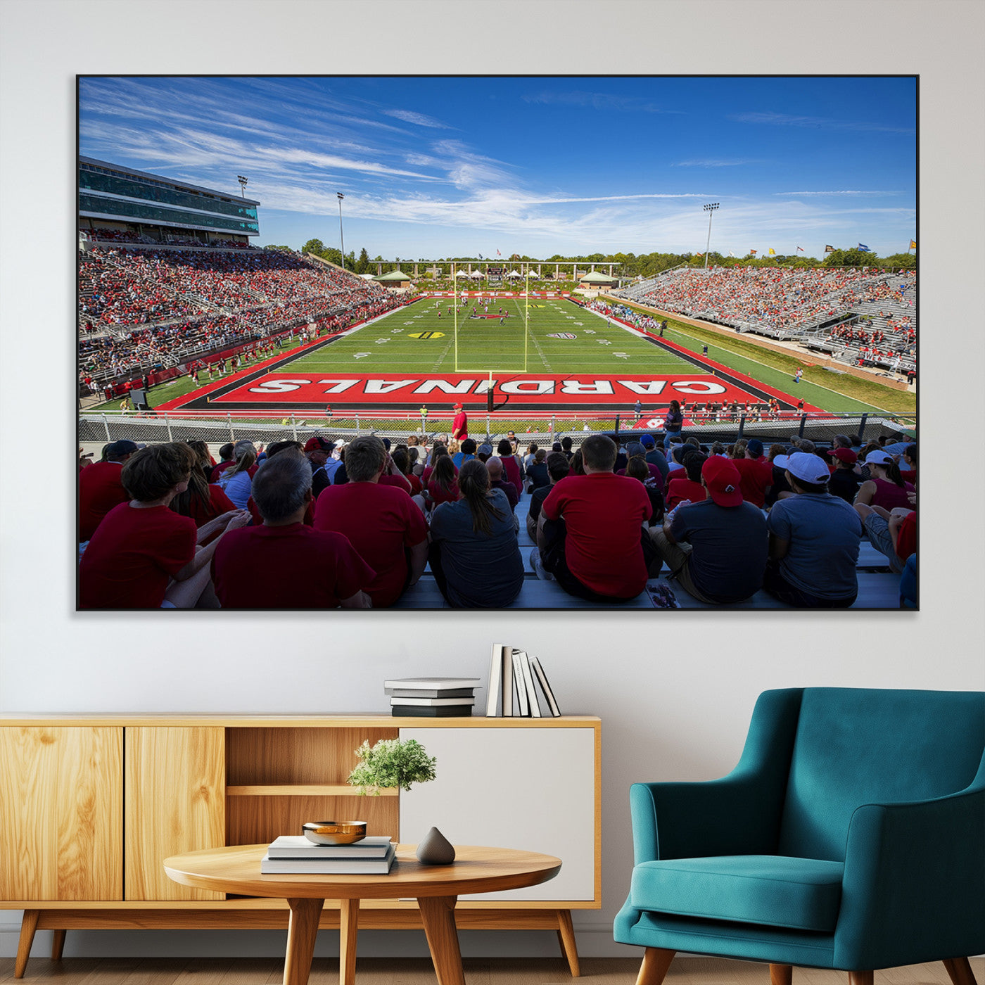 SEG-FC-51X34_Oversize - Ball State Cardinals Football Team Print - Muncie Scheumann Stadium Wall Art Canvas Print