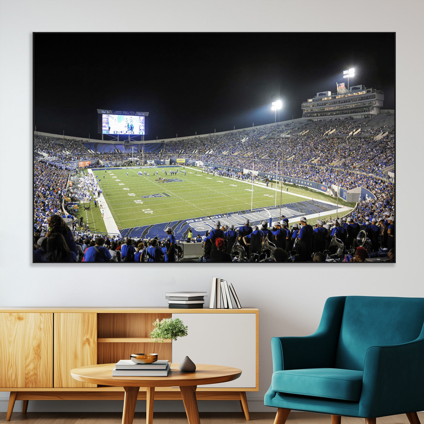 SEG-FC-51X34_Oversize - University of Memphis Tigers Football Team Print - Memphis Simmons Bank Liberty Stadium Wall Art