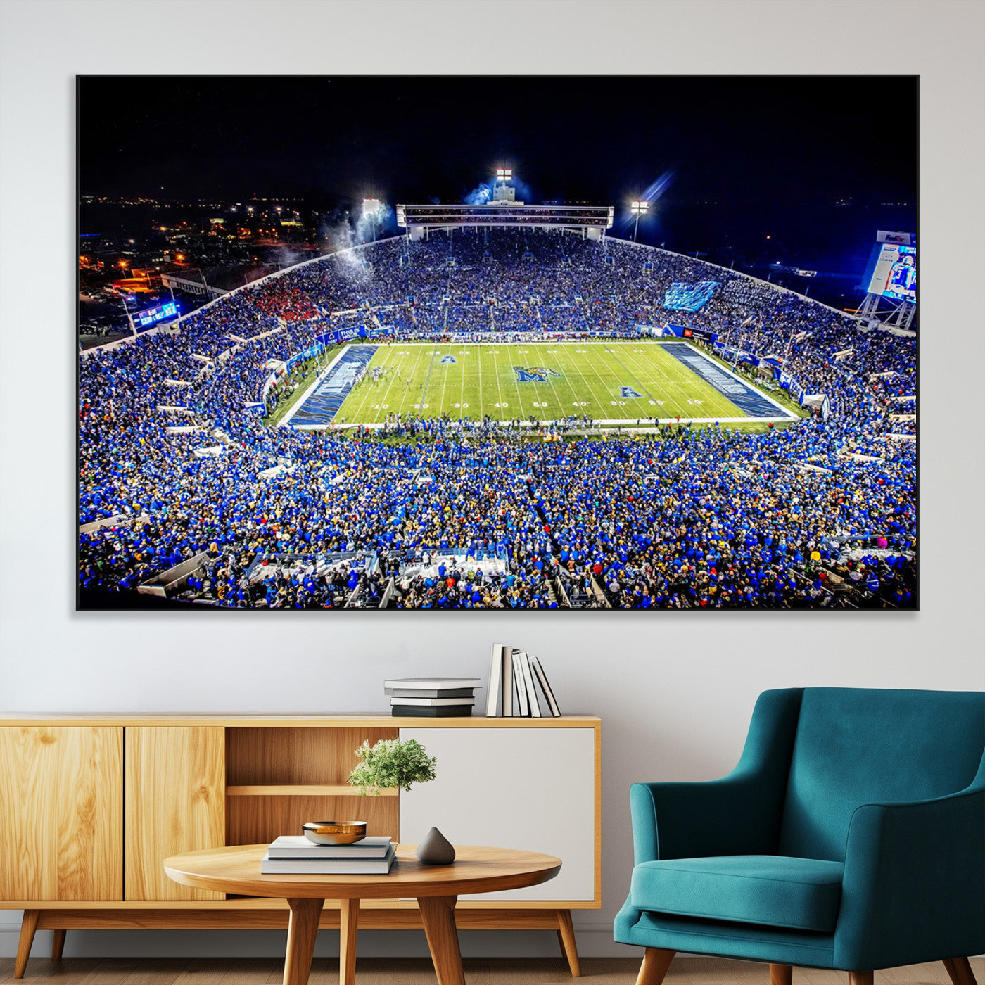 SEG-FC-51X34_Oversize - University of Memphis Tigers Football Team Print - Memphis Simmons Bank Liberty Stadium Wall Art