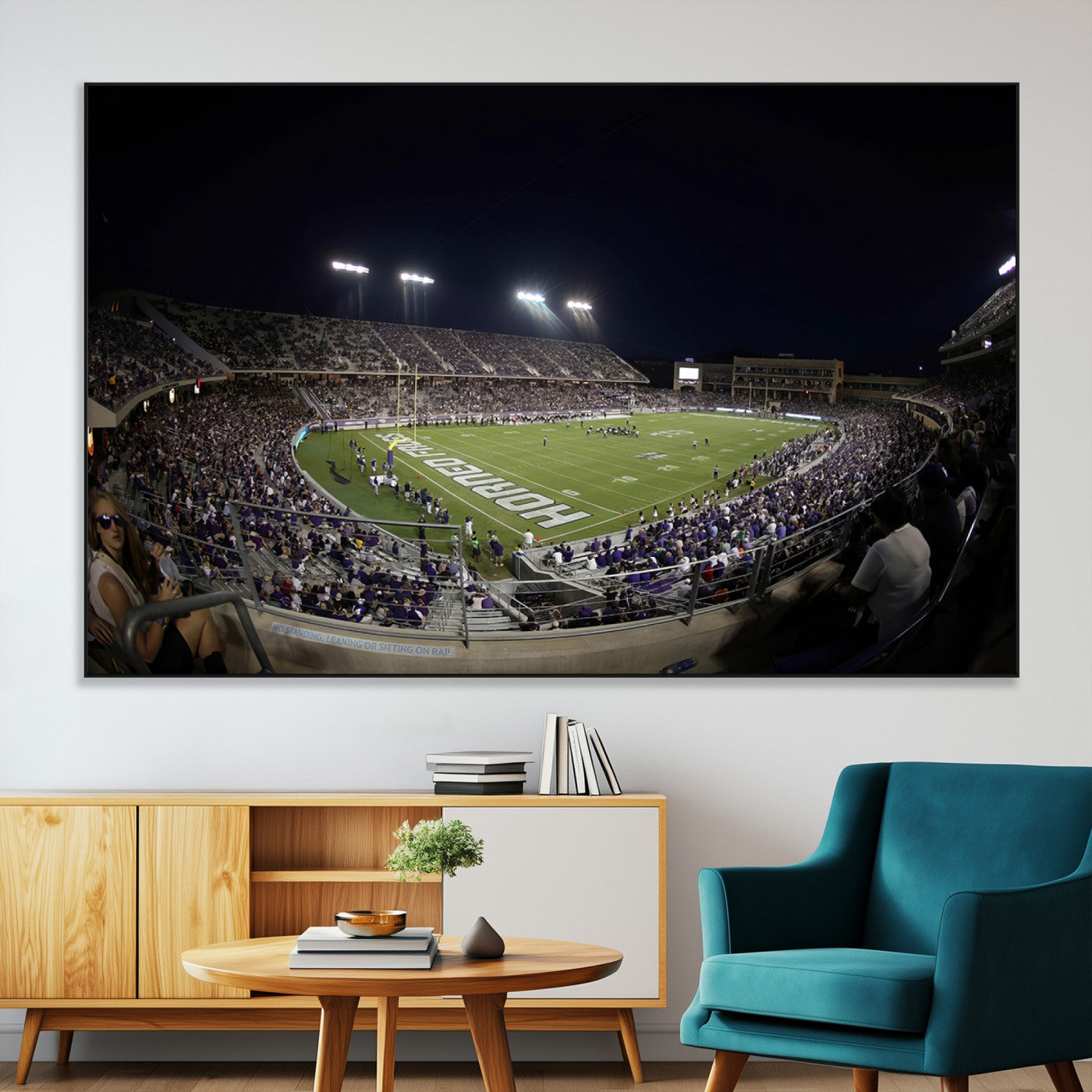 SEG-FC-51X34_Oversize - TCU Horned Frogs Football Team Print - Fort Worth Amon G. Carter Stadium Wall Art Canvas Print.