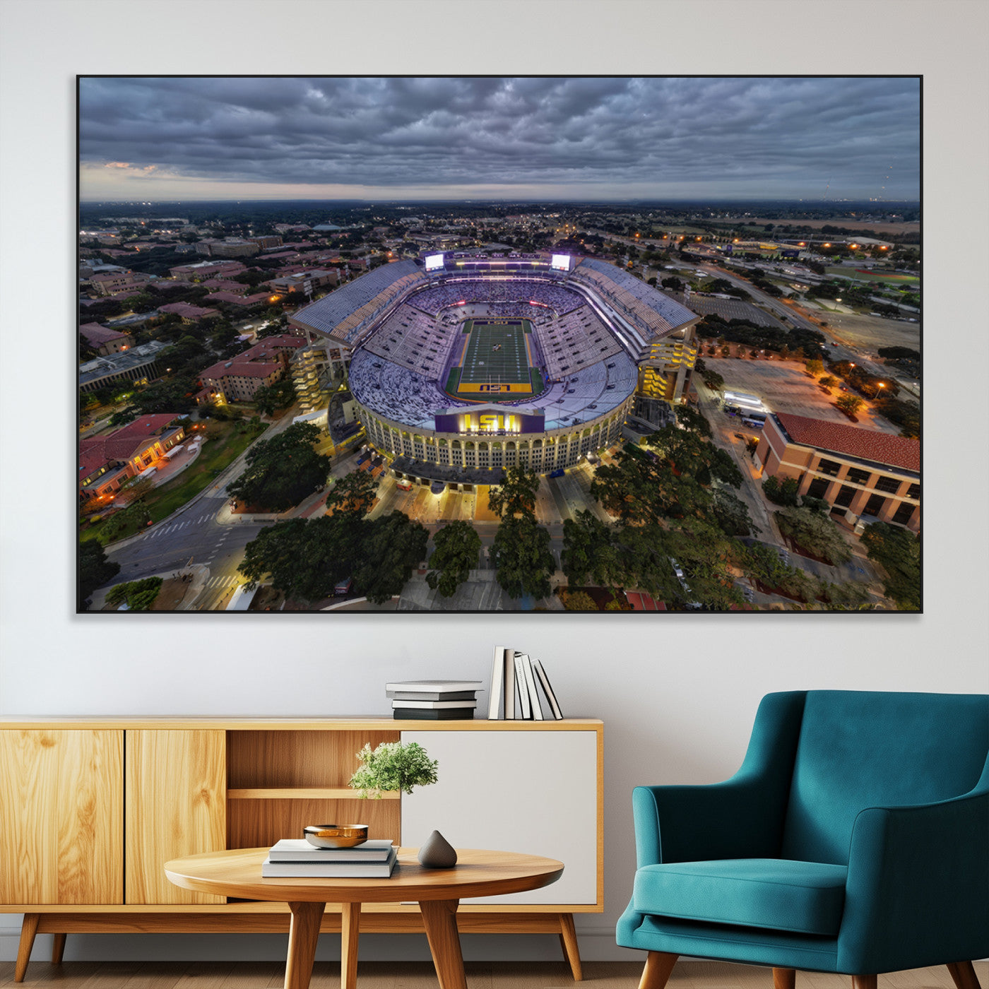 SEG-FC-51X34_Oversize - The Louisiana State University Tigers Football Team Print - Baton Rouge Tiger Stadium Wall Art