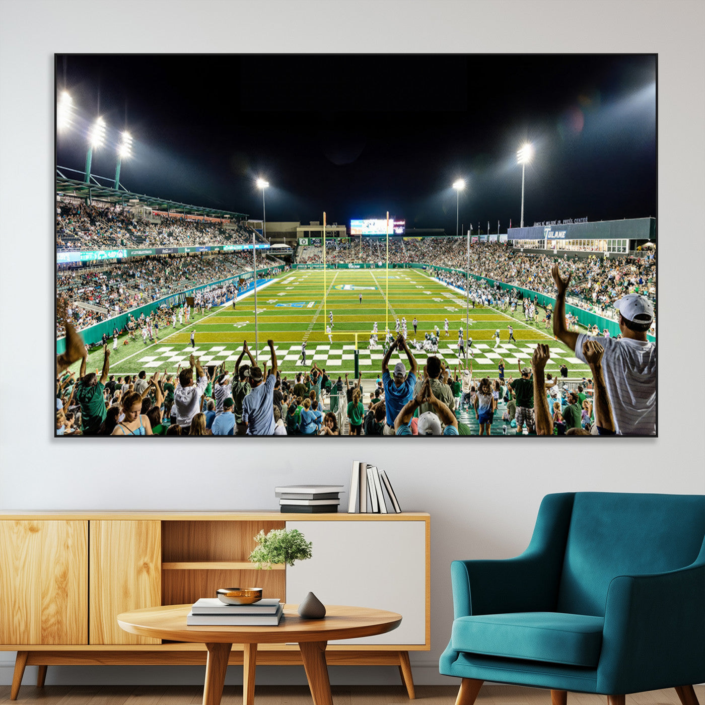 SEG-FC-51X34_Oversize - The Tulane University Green Wave Football Team Print - New Orleans Yulman Stadium Wall Art Canvas