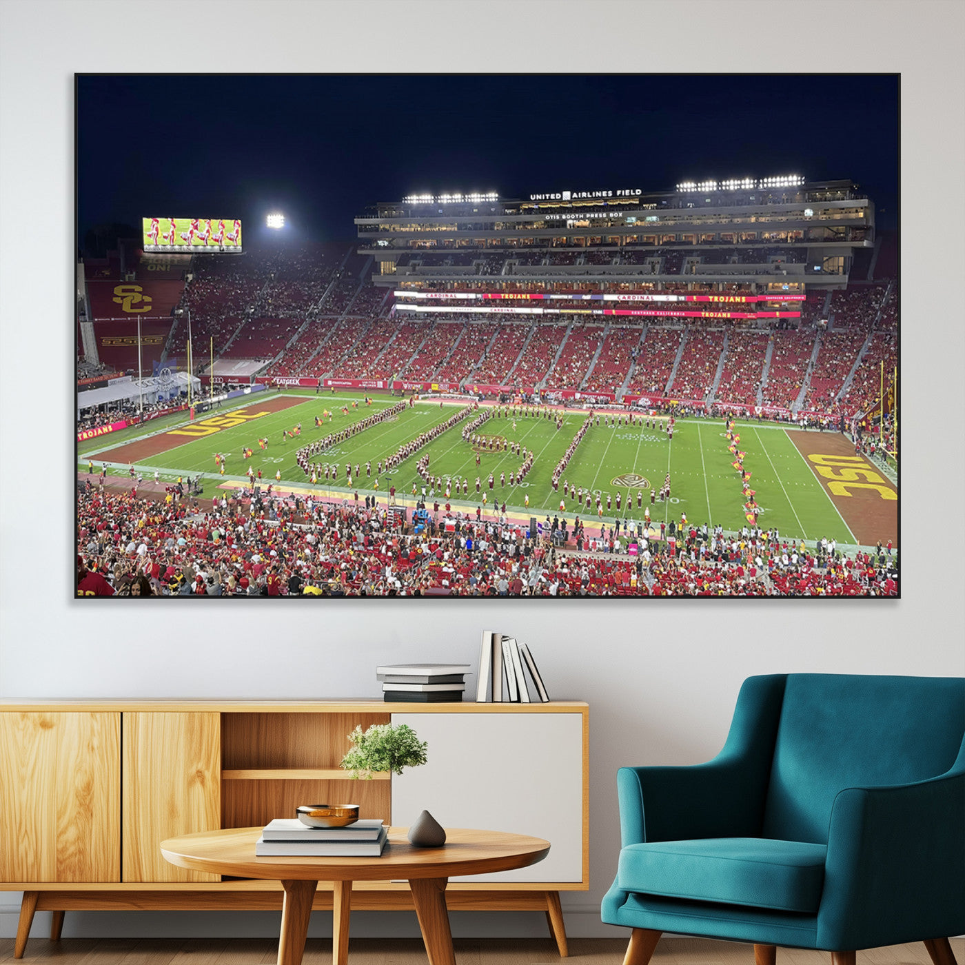 SEG-FC-51X34_Oversize - The University of Southern California USC Trojans Football Team Print - Los Angeles Memorial