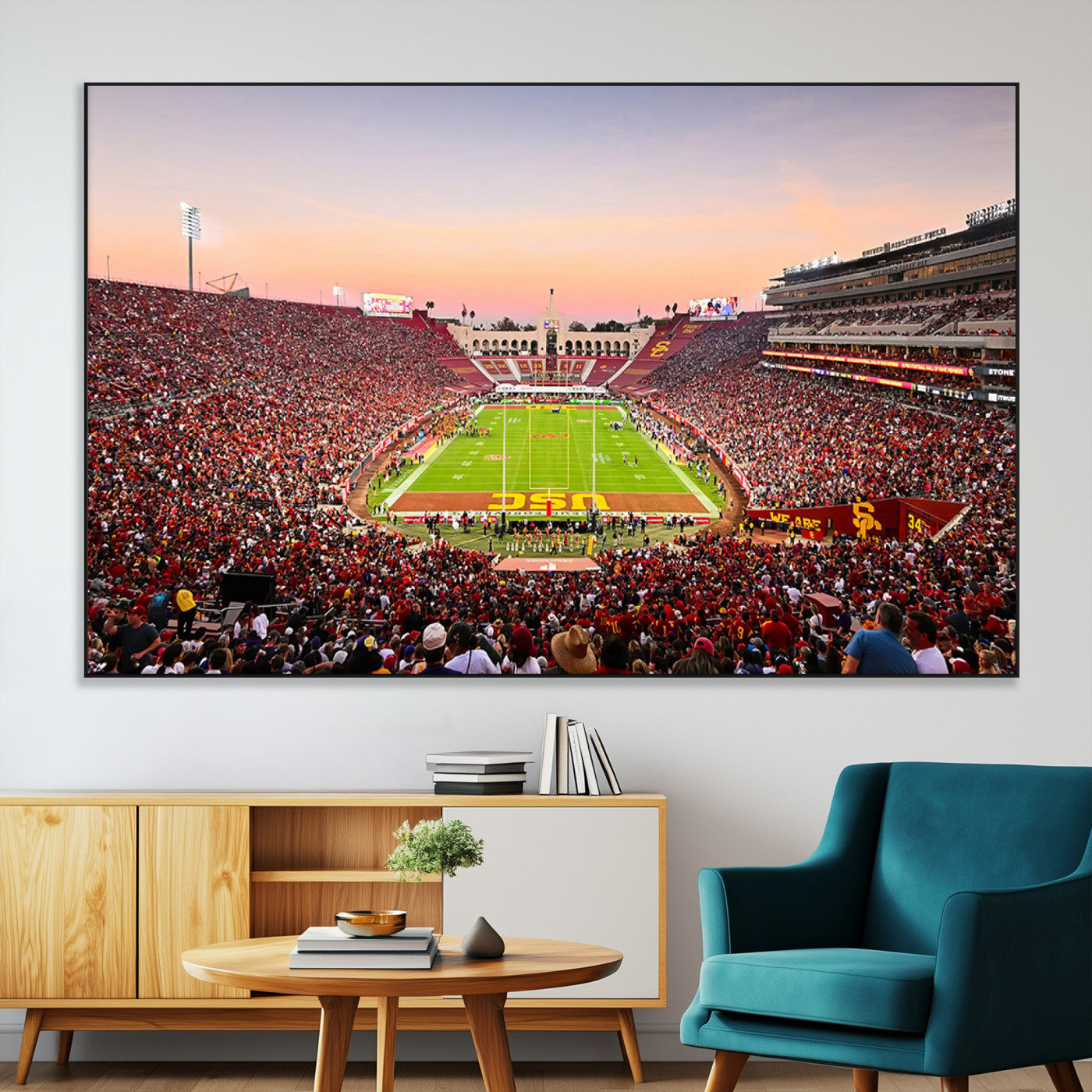 SEG-FC-51X34_Oversize - The University of Southern California USC Trojans Football Team Print - Los Angeles Memorial