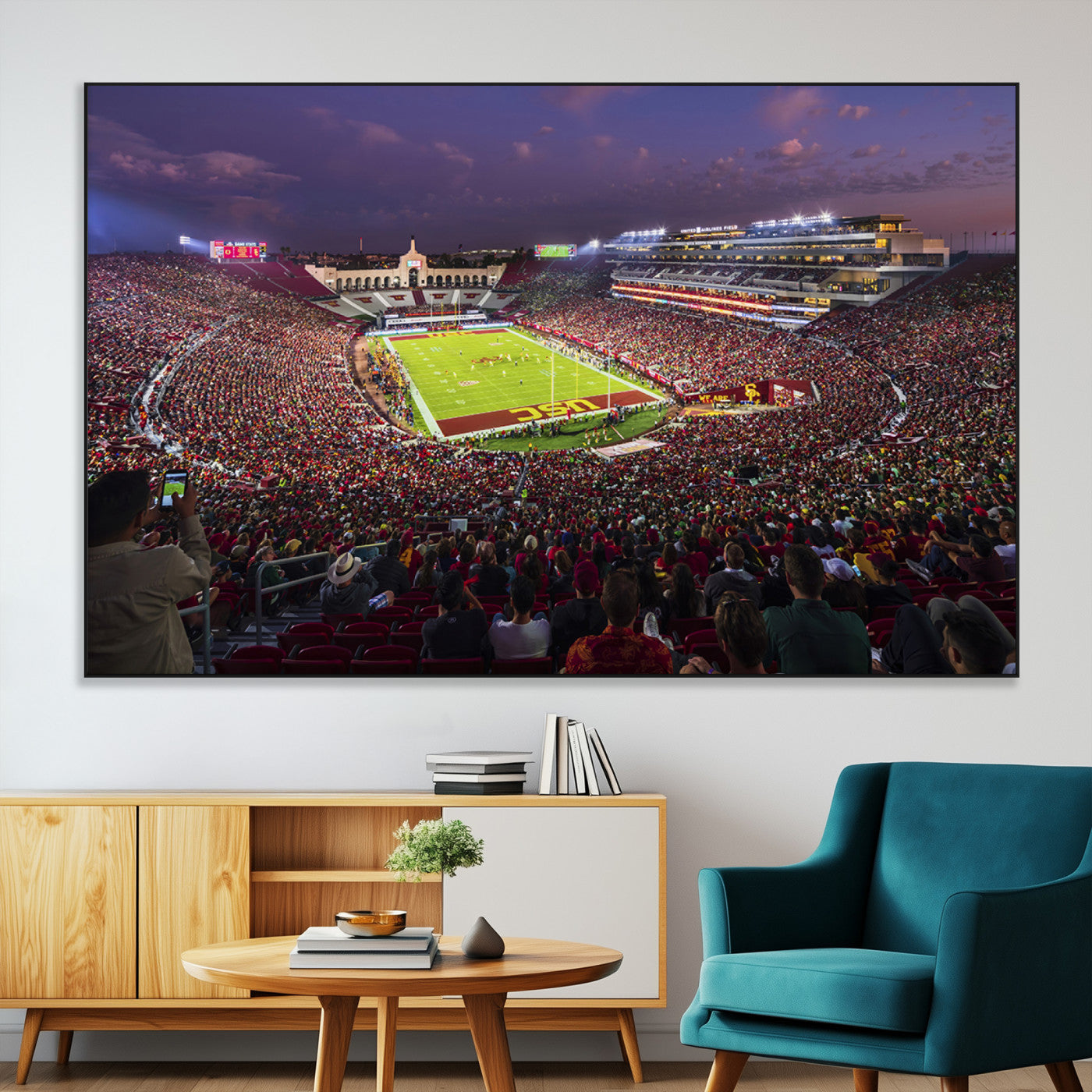 SEG-FC-51X34_Oversize - The University of Southern California USC Trojans Football Team Print - Los Angeles Memorial