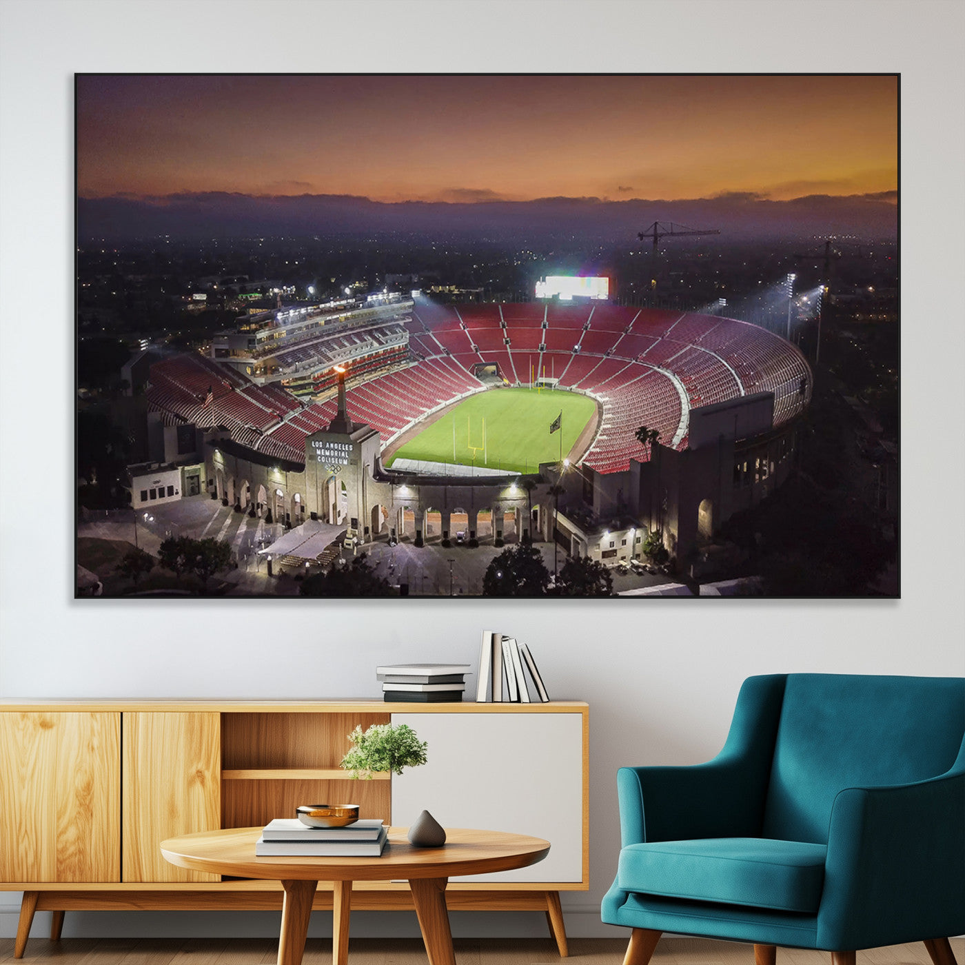 SEG-FC-51X34_Oversize - The University of Southern California USC Trojans Football Team Print - Los Angeles Memorial