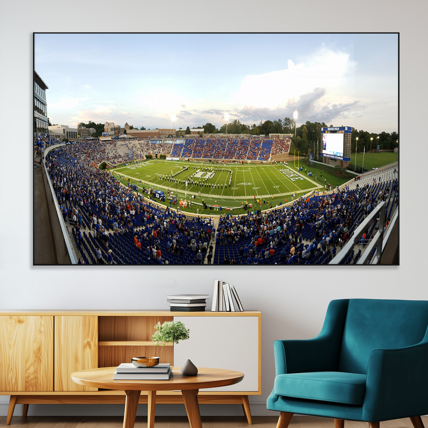 SEG-FC-51X34_Oversize - The Duke University Blue Devils Football Team Print - Durham Wallace Wade Stadium Wall Art Canvas