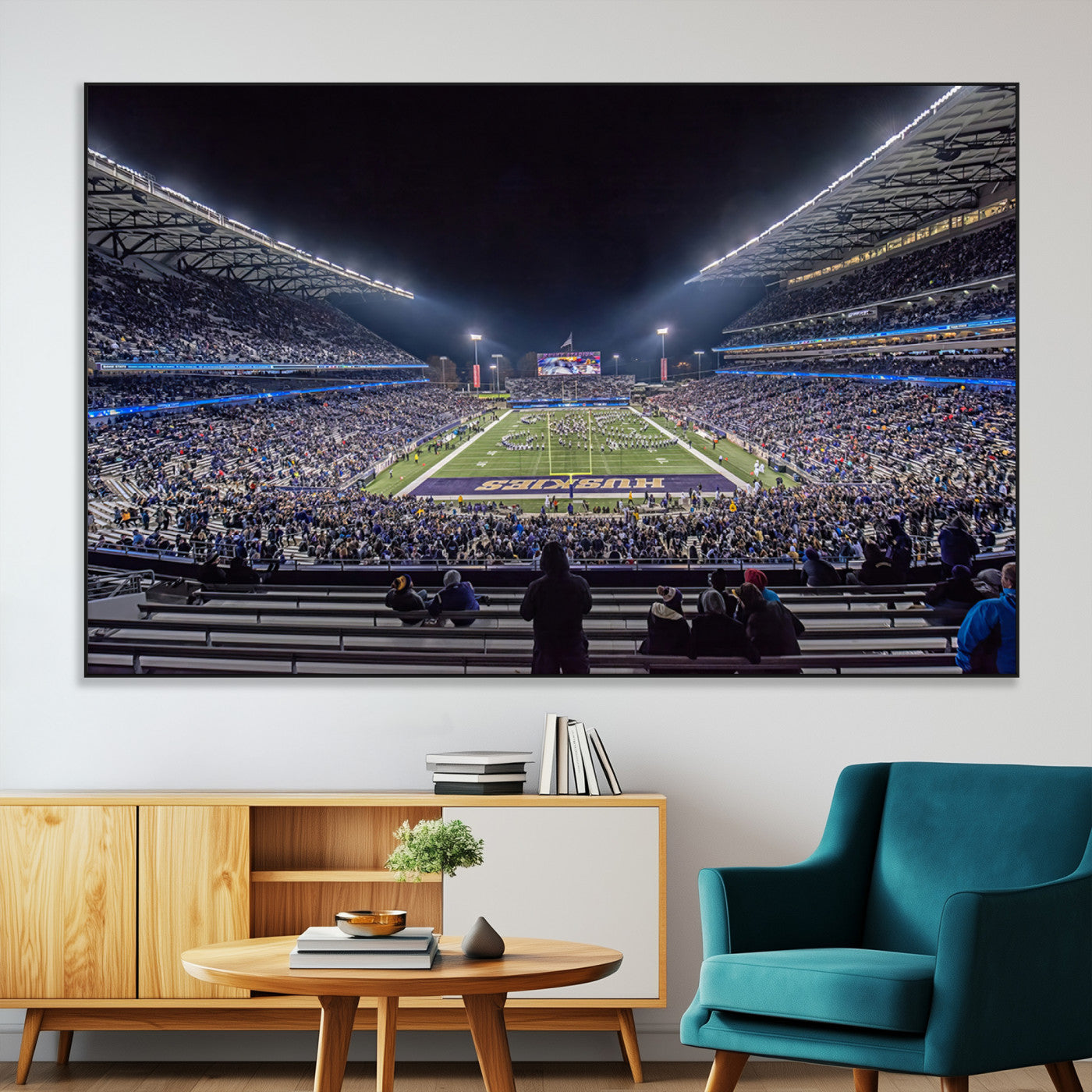 SEG-FC-51X34_Oversize - The University of Washington Huskies Football Team Print - Seattle Husky Stadium Wall Art Canvas