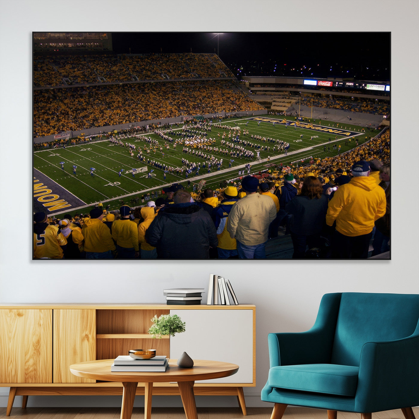 SEG-FC-51X34_Oversize - West Virginia Uni Mountaineers Football Team Print - Milan Puskar Stadium Canvas Print Wall Art,