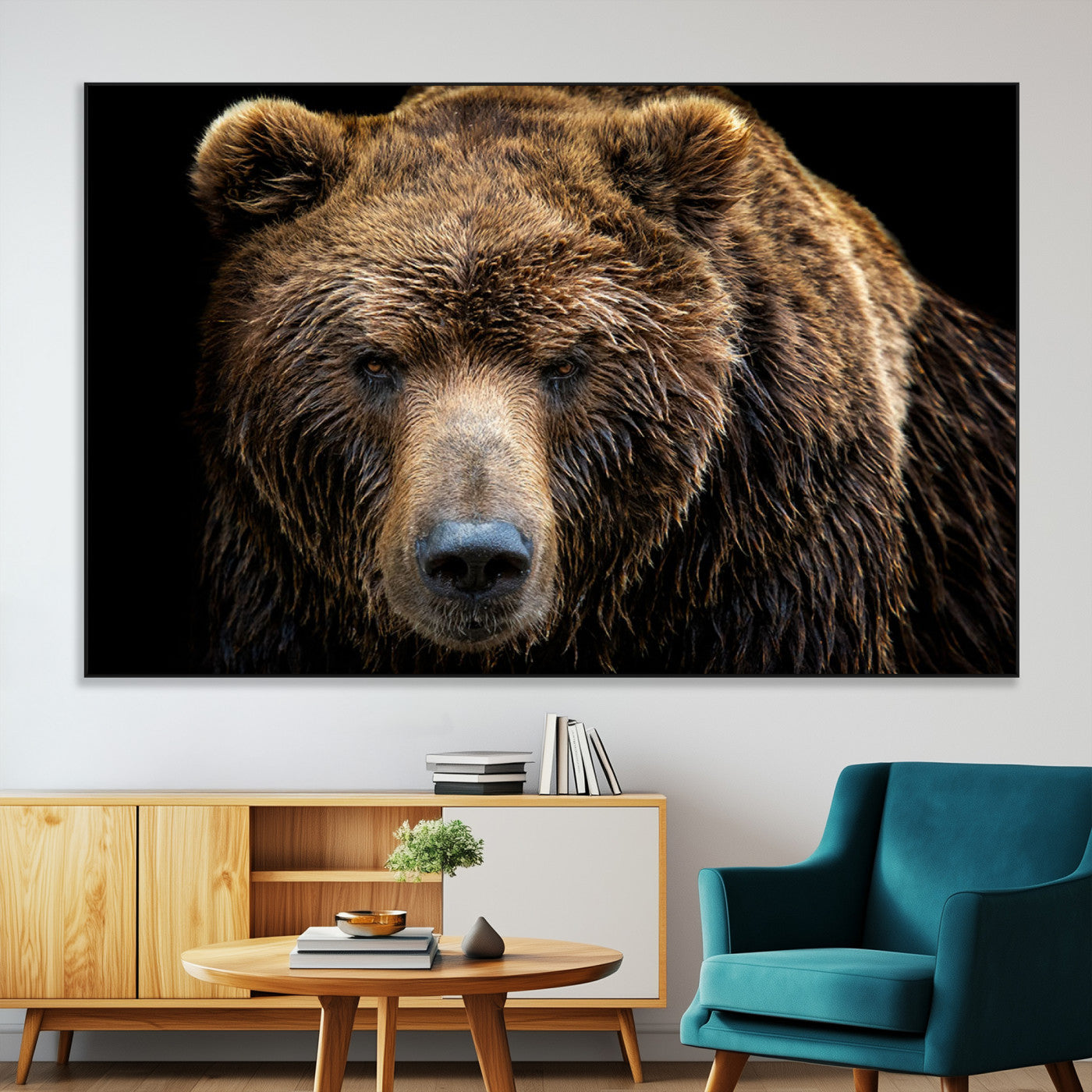 SEG-FC-51X34_Oversize - Grizzly Brown Bear Canvas Wall Art, Wildlife Animal Canvas Artwork Bear Print, Bear Wall Art Print,