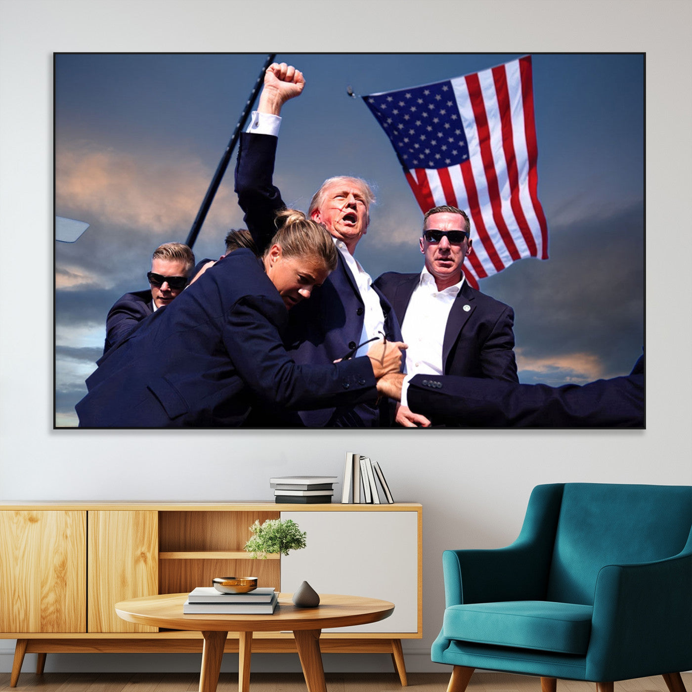SEG-FC-51X34_Oversize - Donald Trump Assassination Attempt Wall Art Print, Trump Historic Footage - Iconic Reaction by Trump