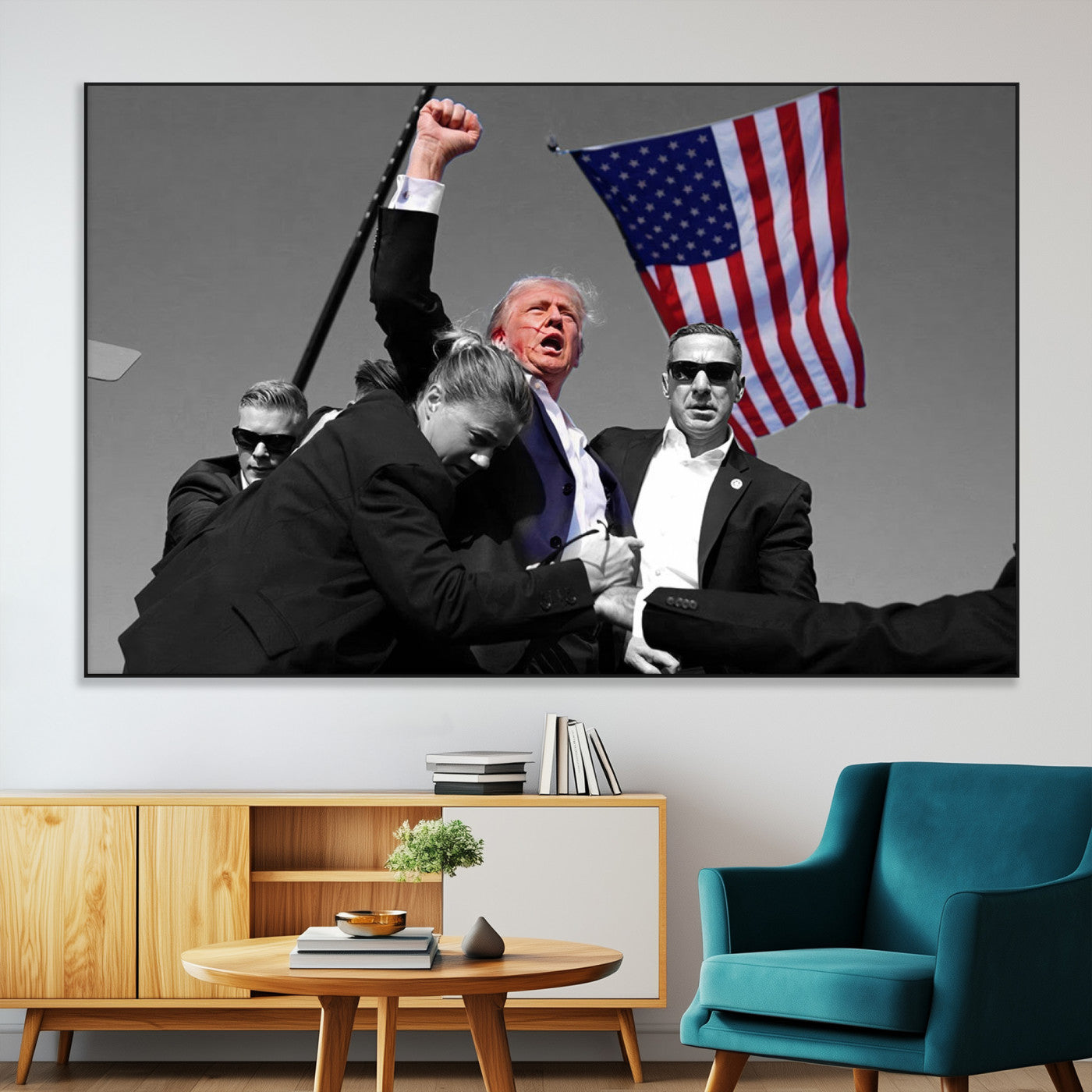 SEG-FC-51X34_Oversize - Donald Trump Assassination Attempt Wall Art Print, Trump Historic Footage - Iconic Reaction by Trump
