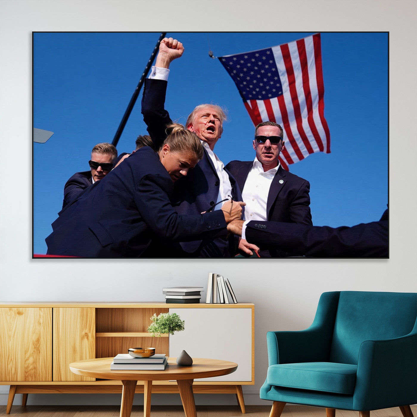 SEG-FC-51X34_Oversize - Donald Trump Assassination Attempt Wall Art Print, Trump Historic Footage - Iconic Reaction by Trump