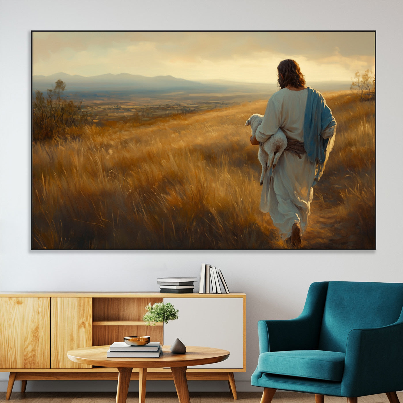 SEG-FC-51X34_Oversize - Jesus the Good Shepherd Wall Art Canvas Print - Inspirational Christian Religious Print for Prayer