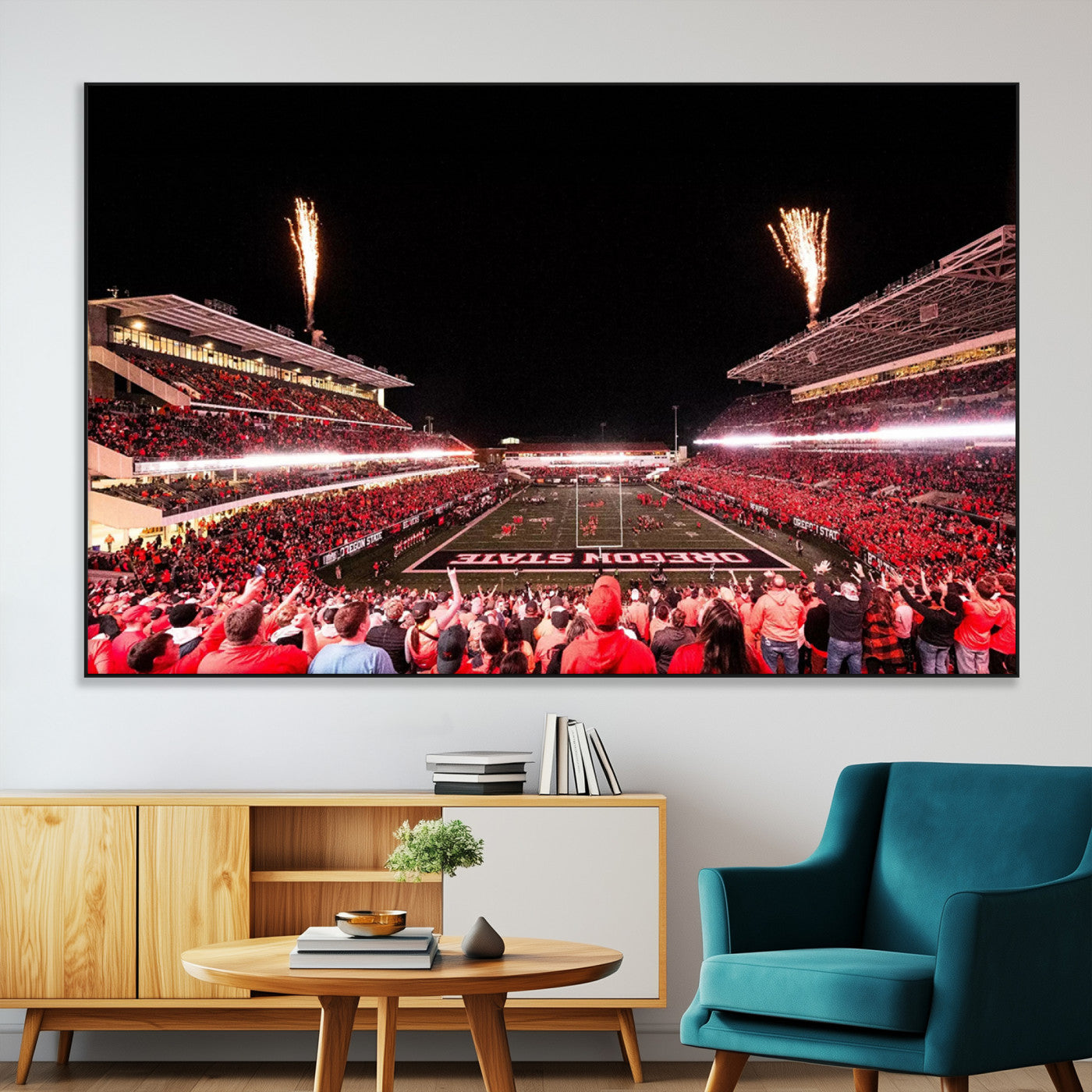 SEG-FC-51X34_Oversize - Oregon State Beavers Football Team Print - Corvallis Reser Stadium Wall Art Canvas Print