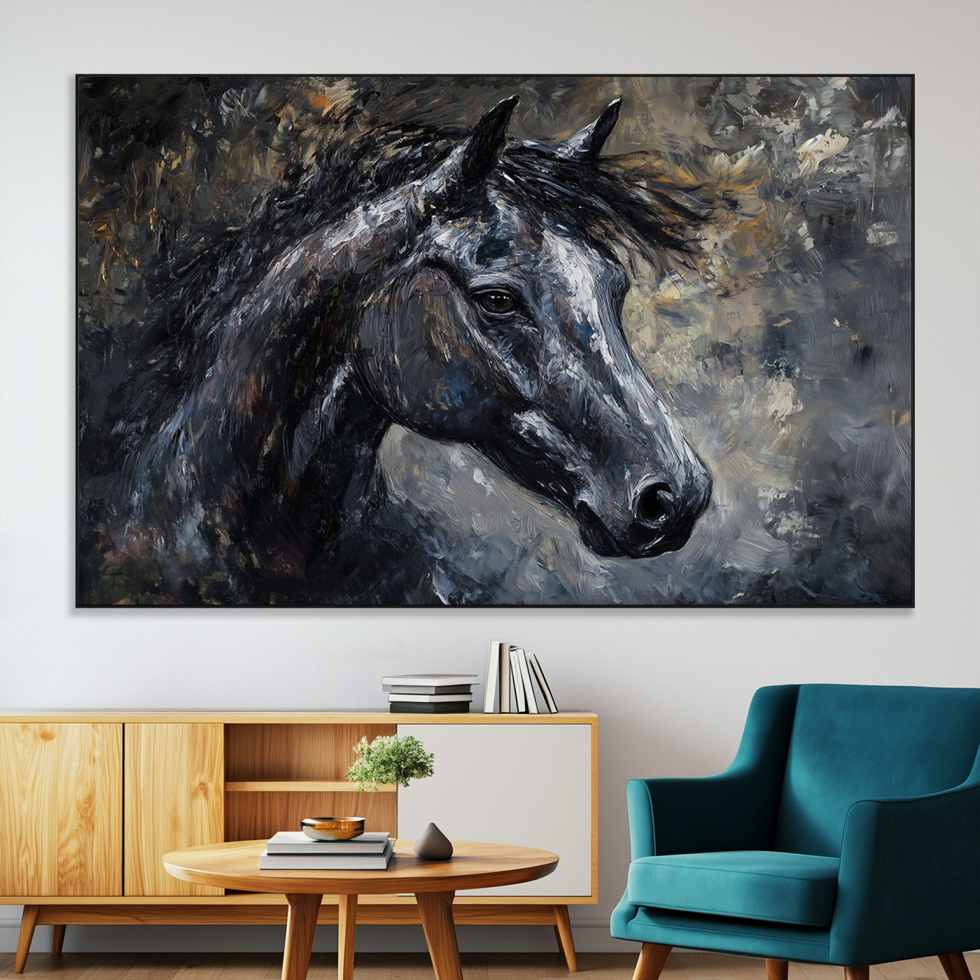 SEG-FC-51X34_Oversize - Large Abstract Horse Wall Art Canvas Print | Farmhouse Wall Decor | Rustic Horse Art | Western Cabin