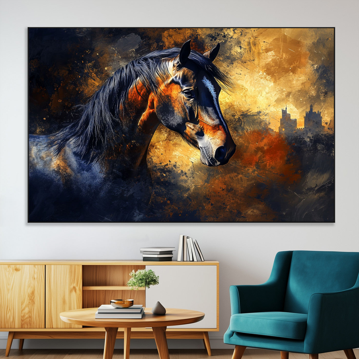 SEG-FC-51X34_Oversize - Abstract Horse Art Print - Abstract Canvas Wall Art | Perfect for Rustic Farmhouse, Modern, or