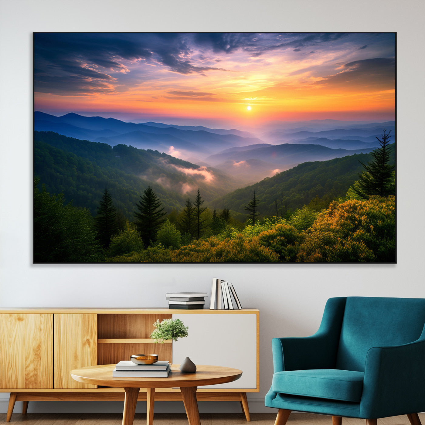 SEG-FC-51X34_Oversize - Majestic Mountain Sunrise Print | Landscape Wall Art | Canvas Print Ready to Hang | Farmhouse Wall