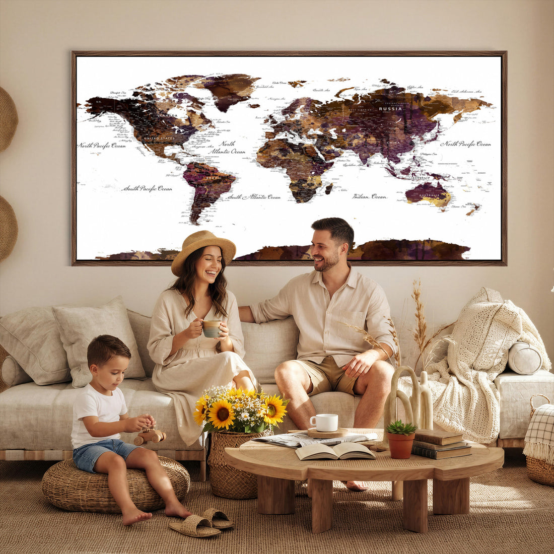 World Map Canvas Print | Detailed Map of the World Wall Art