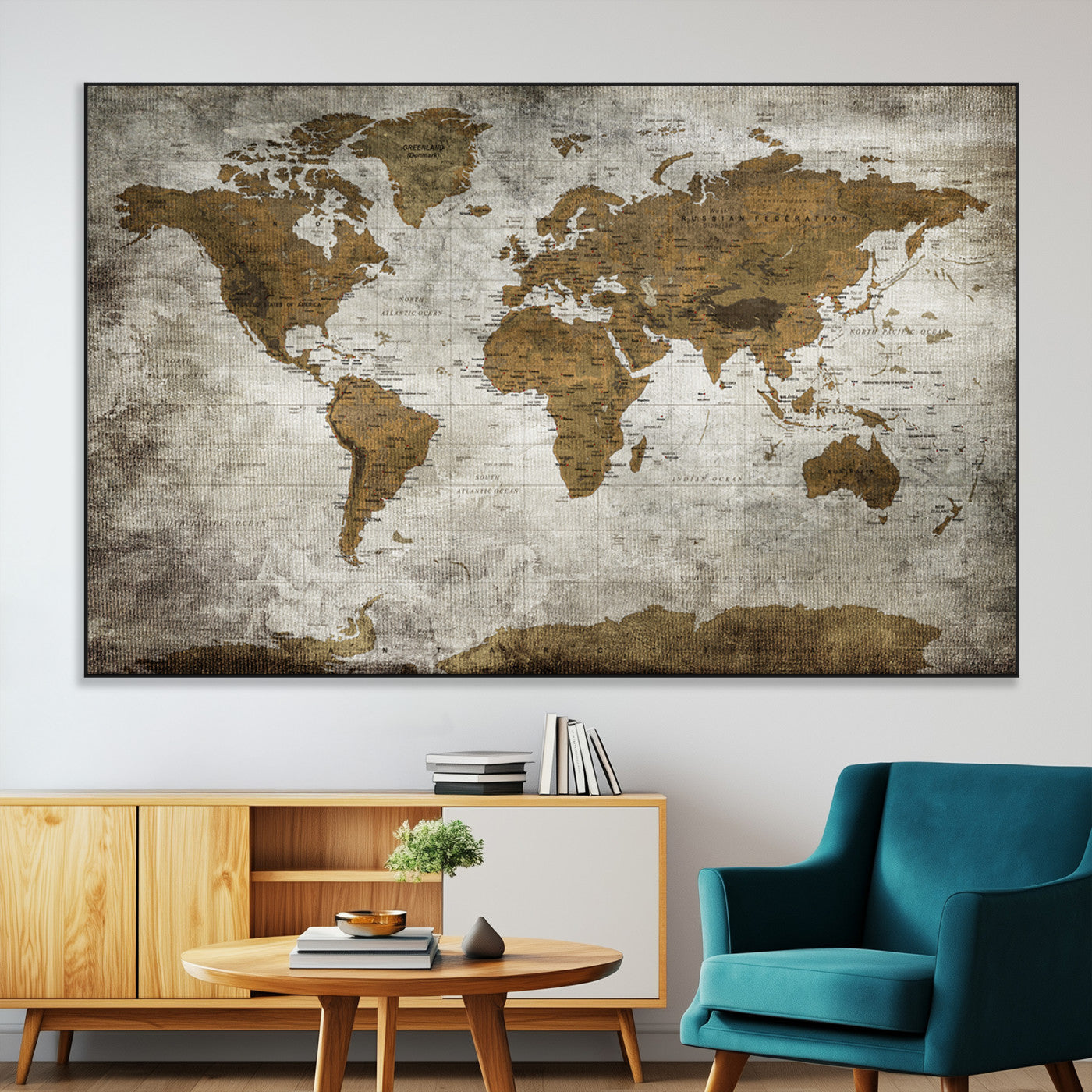 SEG-FC-51X34_Oversize - Push Pin World Map Canvas Print – Framed Wall Art for Couples to Track Their Travels – Anniversary