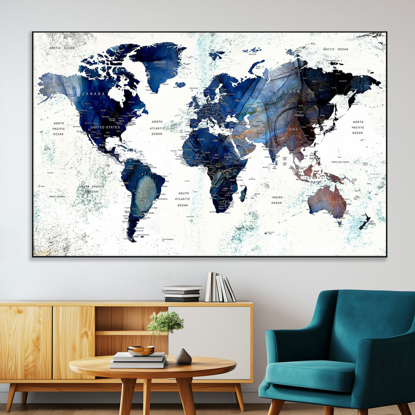 SEG-FC-51X34_Oversize - Push Pin World Map Canvas Print – Framed Wall Art for Couples to Track Their Travels – Anniversary