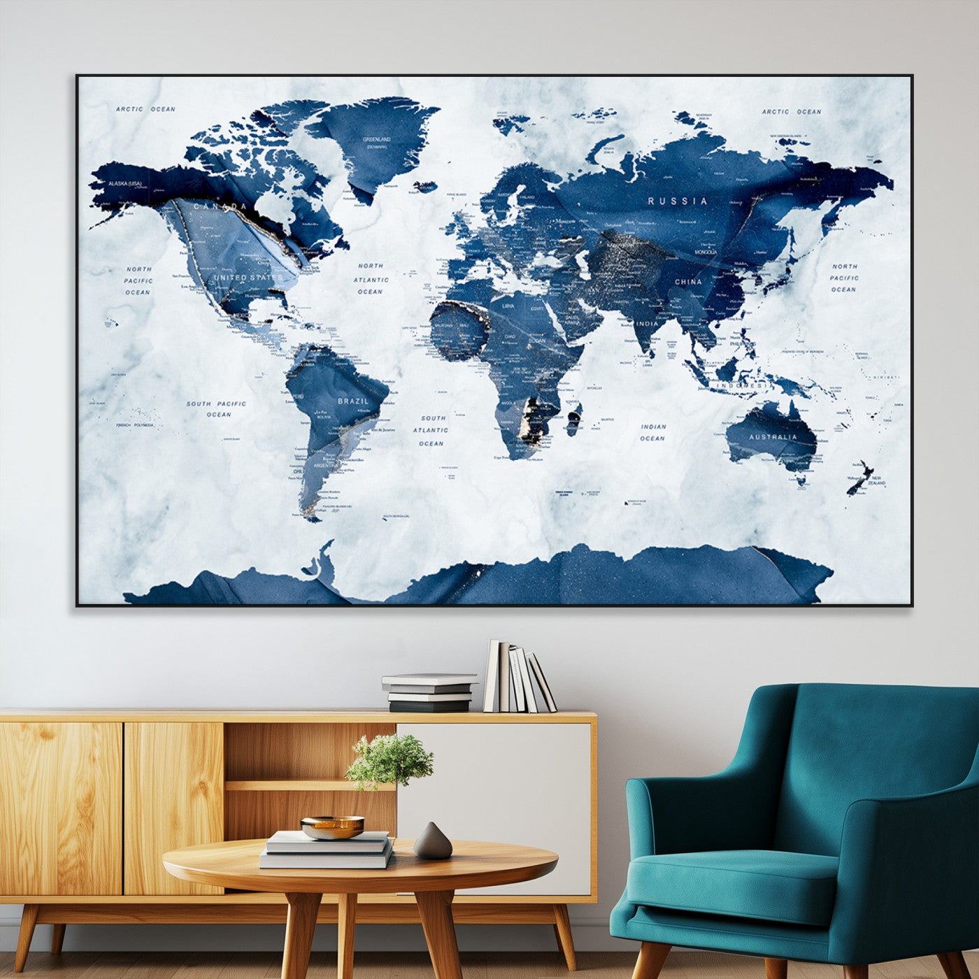 SEG-FC-51X34_Oversize - Push Pin World Map Canvas Print – Framed Wall Art for Couples to Track Their Travels – Anniversary