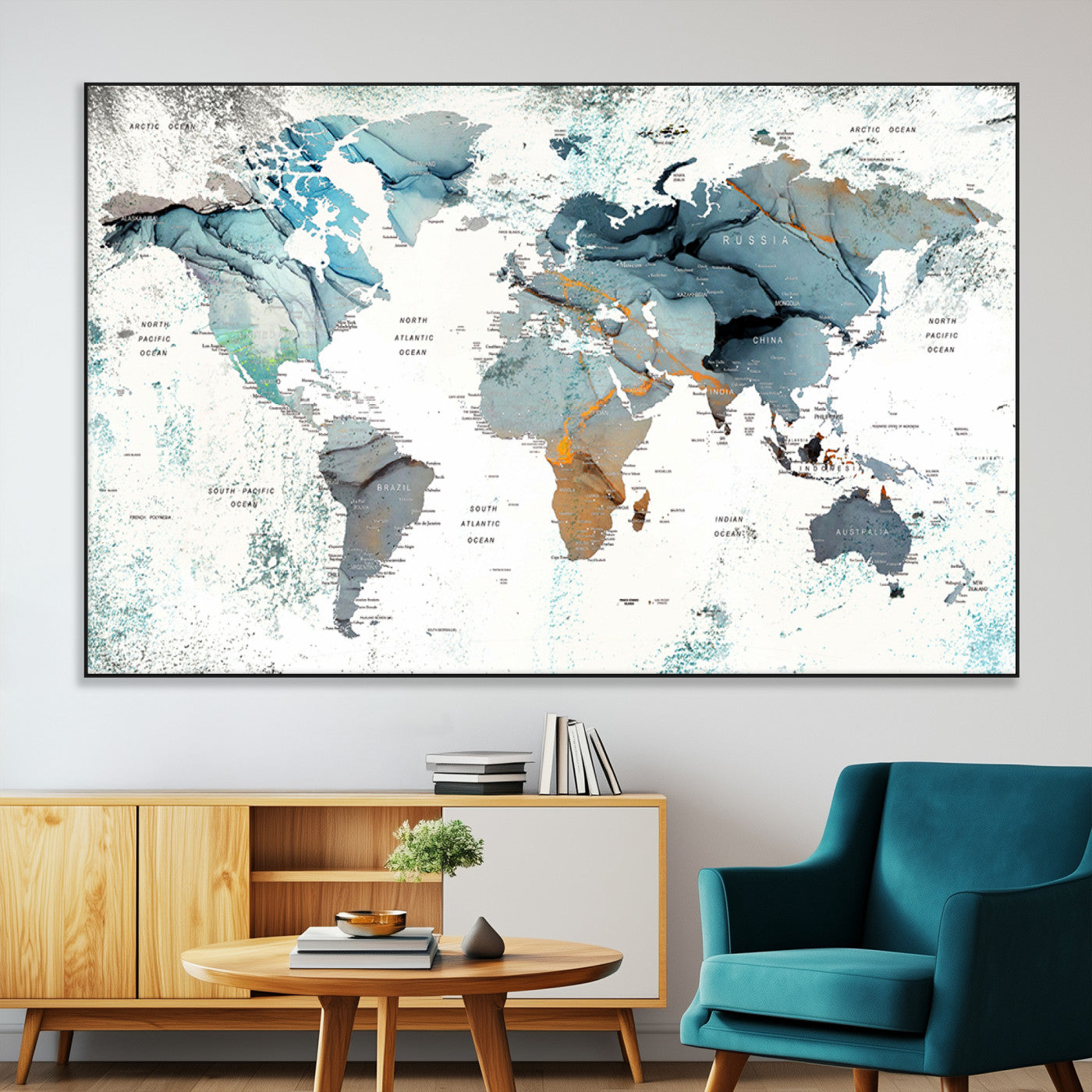 SEG-FC-51X34_Oversize - Push Pin World Map Canvas Print – Framed Wall Art for Couples to Track Their Travels – Anniversary