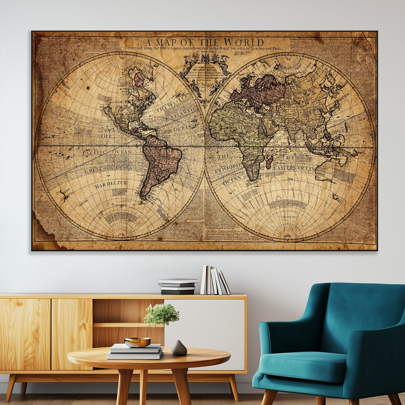 SEG-FC-51X34_Oversize - Push Pin World Map Canvas Print – Framed Wall Art for Couples to Track Their Travels – Anniversary